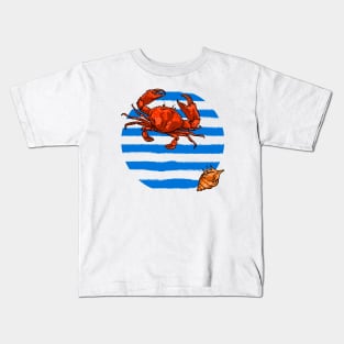 Navy pattern - Crab Kids T-Shirt